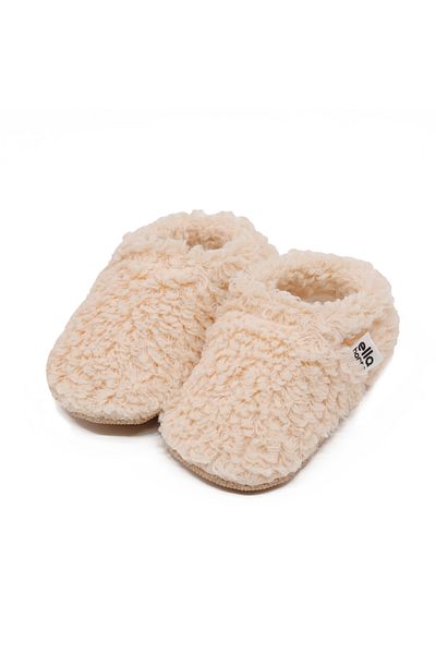 Ella Bonna Béžové dětské boty Teddy – domácí boty do školky s protiskluzovou podrážkou a podšívkou z organické bavlny