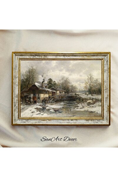 Sanart Pictură vintage cu cadru, pictură în ulei, pictură înrămată, decor art...