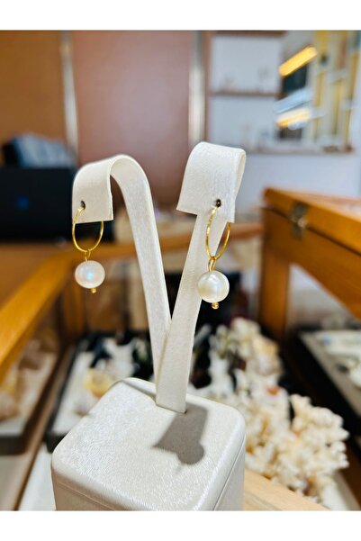 Luna İncili Halka Küpe