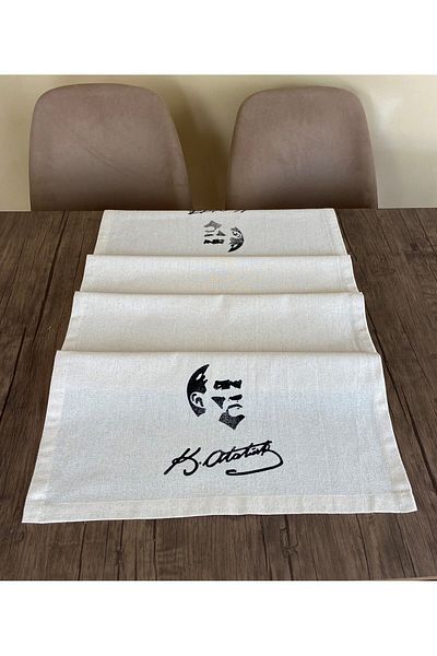 pamukidea Τραπεζομάντιλο με μοτίβο Ataturk Runner Ξύλινη στάμπα με πέτρα Buldan Handwork Βαμβακερό λινό ύφασμα Shemdan Ranır Τραπεζομάντιλο