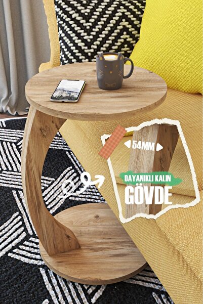 GONCA DESIGN Tekerlekli C Sehpa C Sehpa Zigon Sehpası Yan Sehpa Kahve Sehpası...