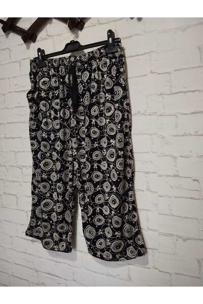 anne moda ankara Зручний крій, стильний візерунок, повністю літній, віскозний бавовняний високий пояс, 2 кишені, напівкапрі.