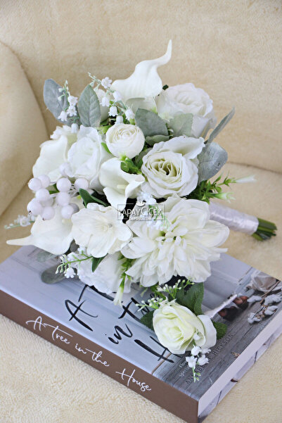 Yapay Çiçek Deposu Gelin Buketi Portofino 2li Set Model11