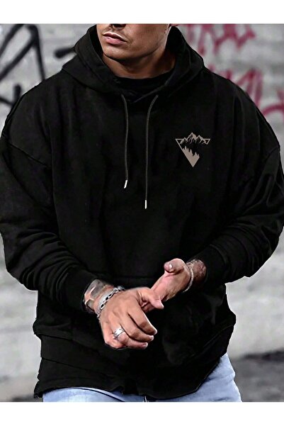 ZEMLİYA Φούτερ Unisex Oversize Μαύρη κουκούλα