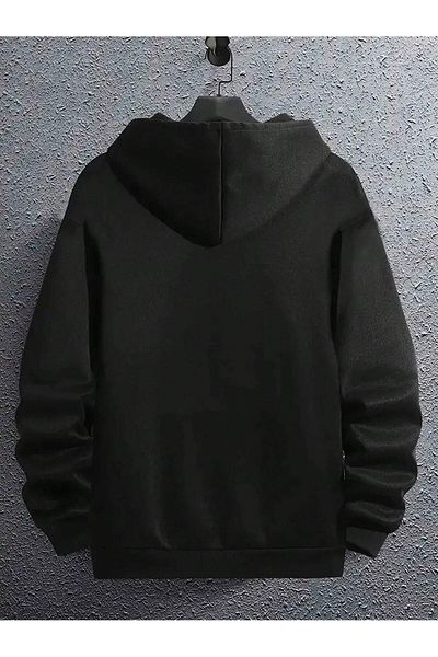 ZEMLİYA Unisex Oversize Black Hooded Sweatshirt