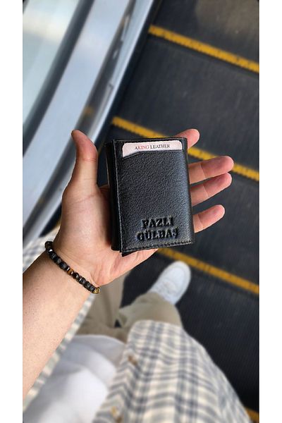 AKING Genuine Leather Mechanical Card Holder+wallet