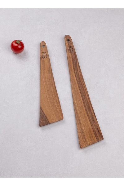 Öz ahsap 2 Piece Ultra Luxury Walnut Wood Triangle Tableware Cooking Wooden Spoon Spatula Set