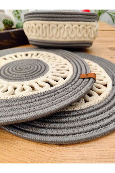 my doğa store 3 Piece Presentation Plate Mat - Jute Plate, American Serving and Basket