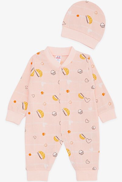 Breeze Baby Girl Jumpsuit Food Themed Star Pattern 0-3 Months-6 Months, Powder