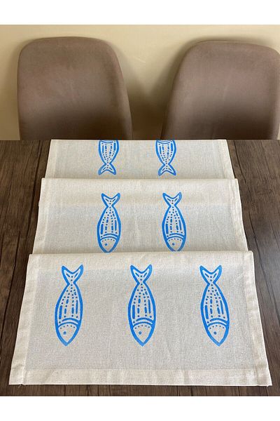 pamukidea Blue Fish Design Runner Carrier Marmara Personal Runer cu bumbac de bază