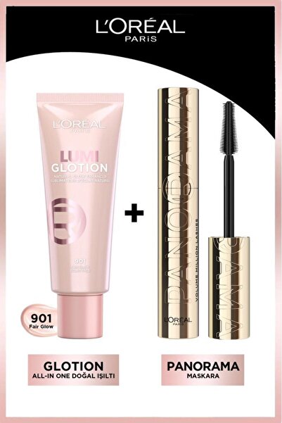 L'Oreal Paris Panorama Maskara & Glotion All-In-One Doğal Işıltı 901 Makyaj Seti