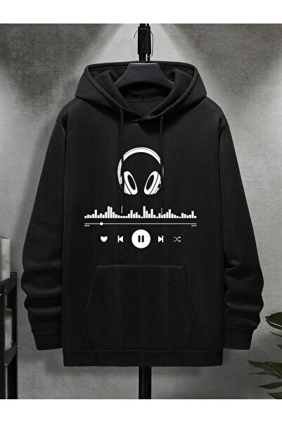 ZEMLİYA Φούτερ Unisex Oversize Μαύρη κουκούλα