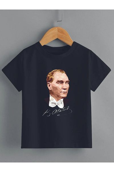 Pelna Tricou din bumbac negru cu imprimeu Ataturk
