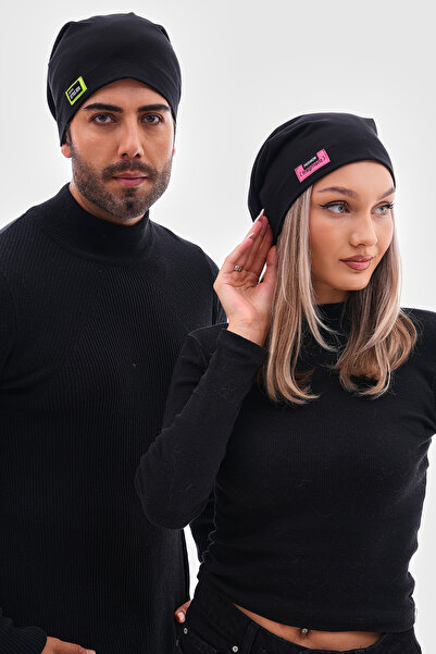 MAG FASHİON Ανδρικό μαύρο σχοινί Λεπτομερές καπέλο 4 εποχών Beanie - Italian Design Buff