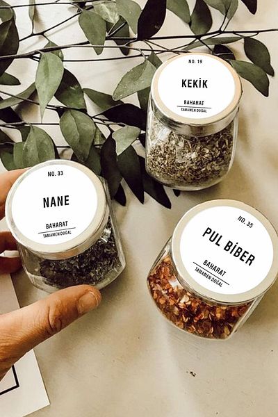 EGESTA 110 Pieces White Modern Design Washable Spice Pulses Jar - Round Label