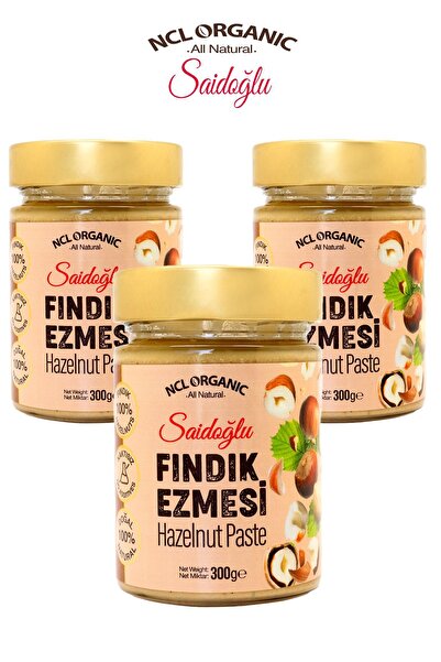 NCL ORGANIC SAİDOĞLU Fındık Ezmesi %100 Doğal Katkısız Şekersiz 300 x 3 Adet ...