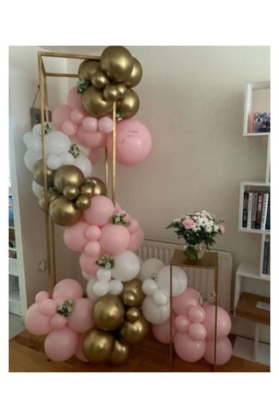 LOTUS PARTY 50 Pieces Chrome Gold Balloon Chain Set - Pink and White