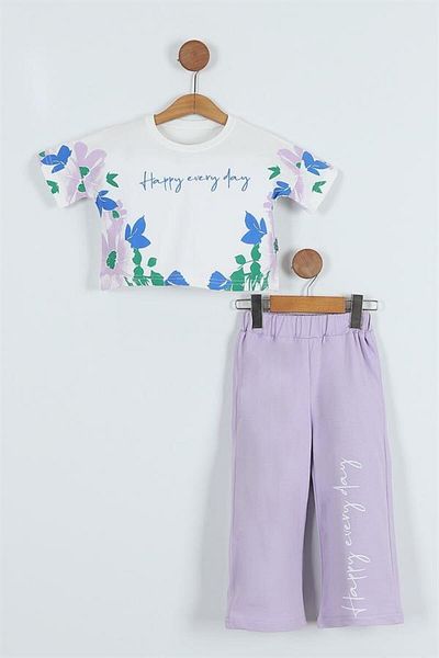 BOYS AND GİRLS Floral Printed Suit Set for Girls