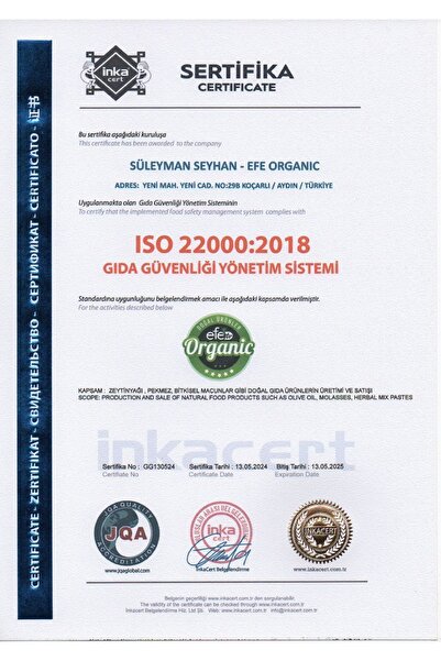 Efe Organik Efe Ultra Natural Zeytinyağı 10 Lt Teneke