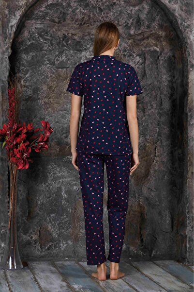 CALİA Yazlık Lacivert Puanlı Kısa Kol Pijama Takımı YENİ SEZON
