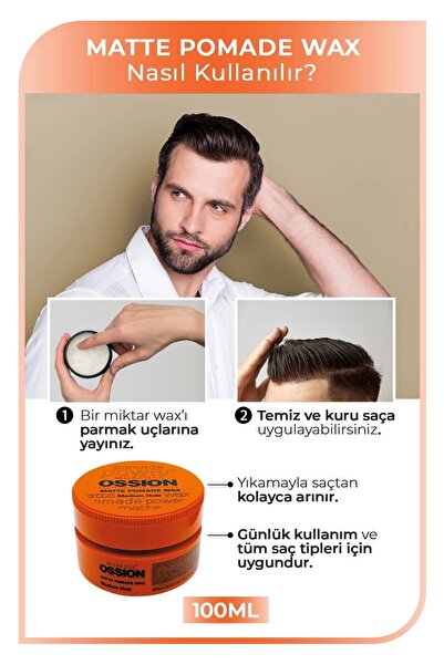 Morfose Orta Sert Tutuşlu Ossion Medium Hold Pomade Krem Mat Wax 100 Ml
