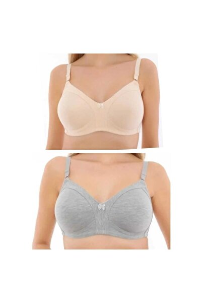 NARIYA Βαμβακερό σουτιέν D Cup Gathering Plus Size - 2 τεμαχίων άνετο καθημερ...
