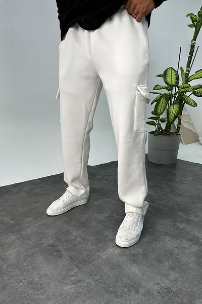 BDRMAN Baggy White Color Loose Cut 3 Thread Cargo Pants