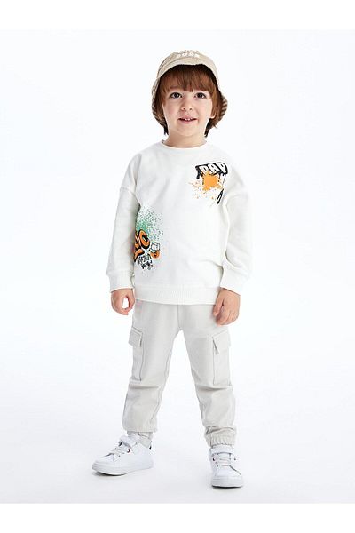 LC Waikiki Baby Boy - Crew Neck and Printed Long Sleeve Sweatshirt