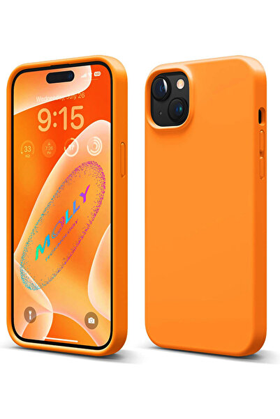 Molly iPhone 13 MİNİ İçin Turuncu Liquid İçi Kadife Silikon Kılıf