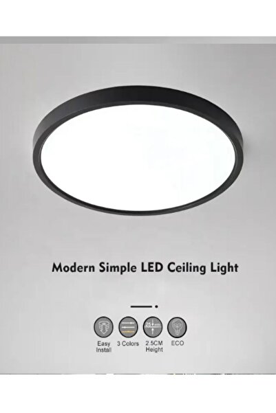 luxshome 24W Büyük Boy Antrasit Renk Kasa Tavana Sıfır Plafonyer Led Armatür Avize Aplik Lambası Beyaz Işık