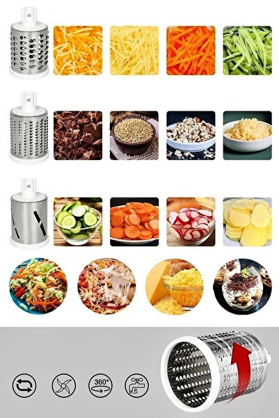 Genel Markalar Çevirmeli Rende Kollu Değirmen Fındık Öğütücü Peynir Patates Rendesi Sebze Doğrayıcı