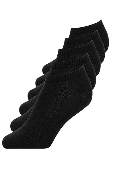 Black Arden Socks Unisex Siyah Düz Patik Çorap 5'li Pamuklu Rahat Günlük Blac...