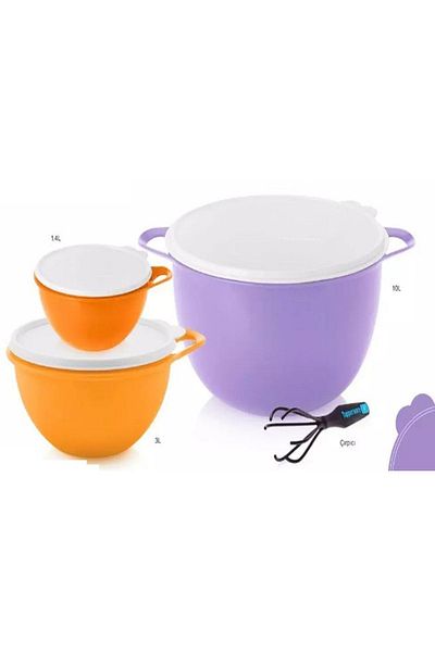 Tupperware Large Colorful 4-Piece Mixed Storage and Preparation Container Set Esc