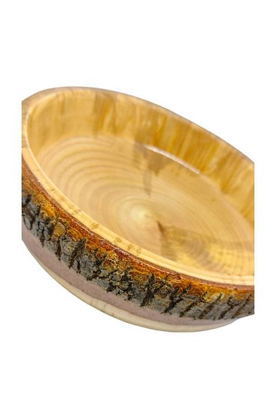 KAMPTEK Natural Wooden Design Large Size Snack Bowl (20 - 25 Cm)