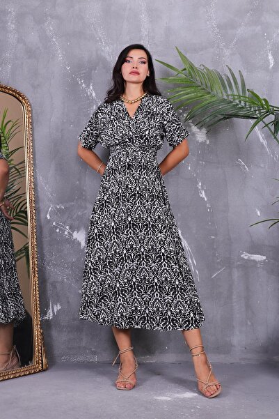 ZEYWEAR Beli Gipeli Yarasa Kol Elbise