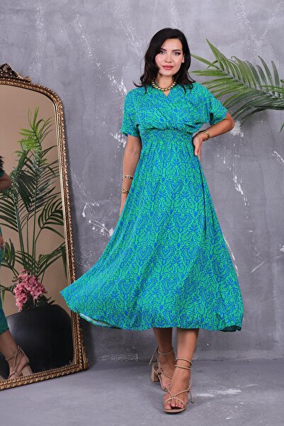 ZEYWEAR Beli Gipeli Yarasa Kol Elbise