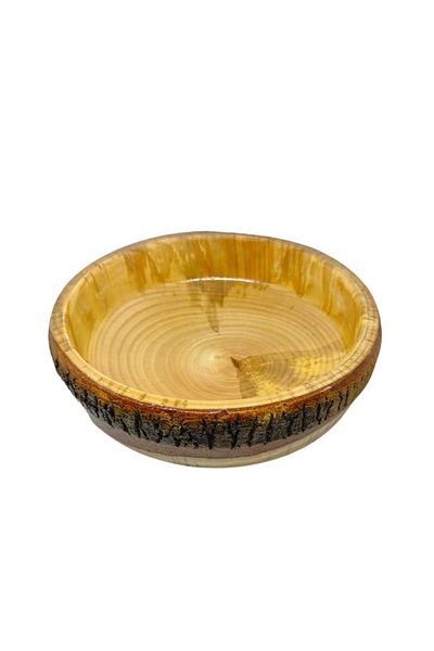 KAMPTEK Natural Wooden Design Large Size Snack Bowl (20 - 25 Cm)