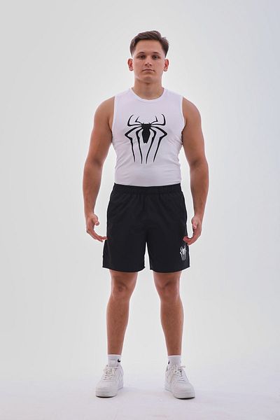 YHM Men's Fitness Tank - Super Flexible, Compression, Anti-Sweat, White Printed
