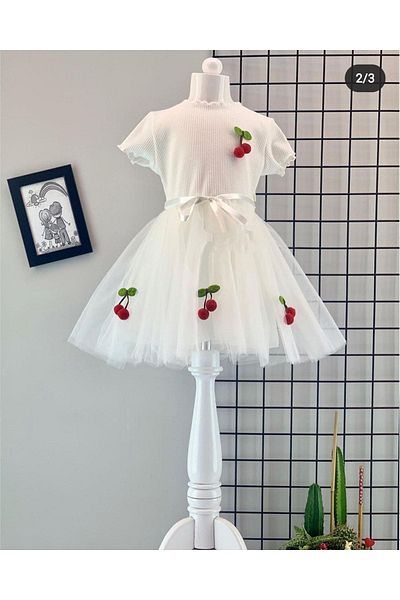 COOLMINIES Φόρεμα Tutu Baby Girl με Stretch και Cherry - Princess Fluffy