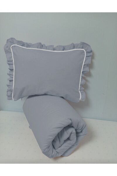 Ege HOME Decoration&Accessories Baby Quilt and Frilly Pillowcase Set Gray