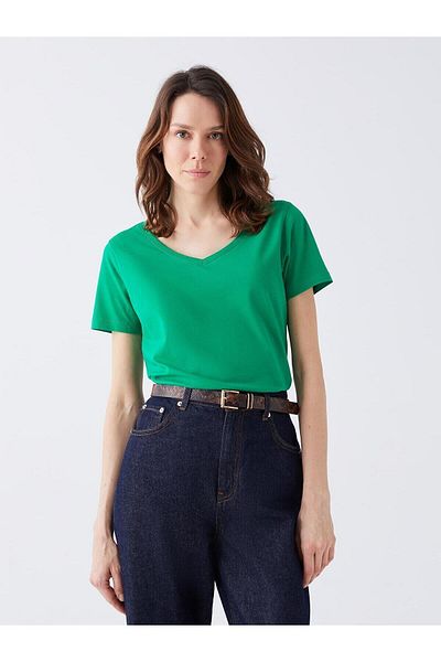 LC Waikiki Tricou de bază din bumbac cu mânecă scurtă, cu decolteu în V, LCWAIKIKI