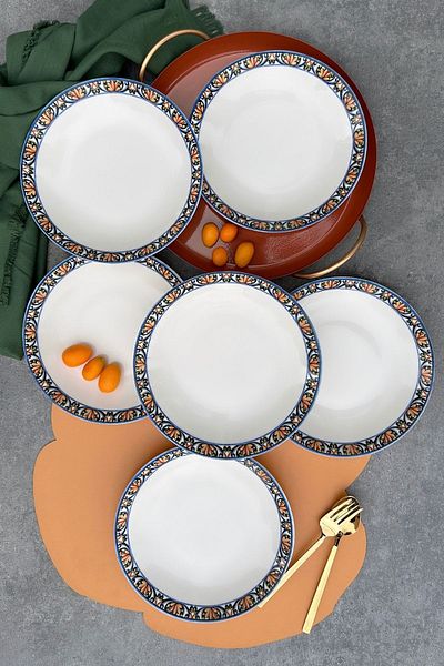 porselenden Verde 6-Person 20 cm Special Design Porcelain Pit Dinner Plate Set