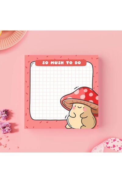 pnkycrco 10X10 Kawaii Mushroom Not Kağıdı Memopad Bloknot Not Defteri