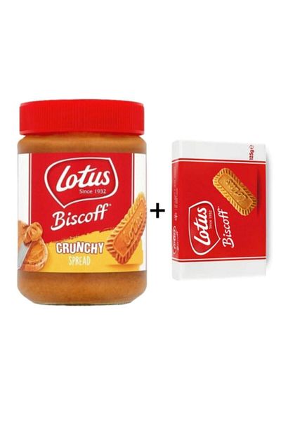 Lotus Biscoff Crunchy Spread - Spreadable 380g Biscuit Cream + 125g Biscuit