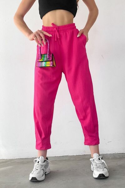 trendalisse Pantaloni de jogger de sezon pentru damă, cu talie și manșete elastice