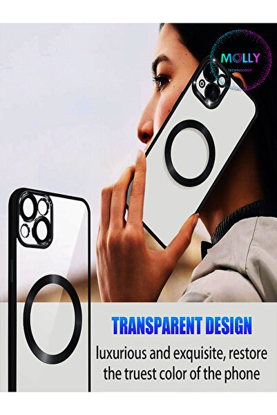 Molly iPhone 14 İçin Mavi Lens Koruyuculu CD Silikon Kılıf