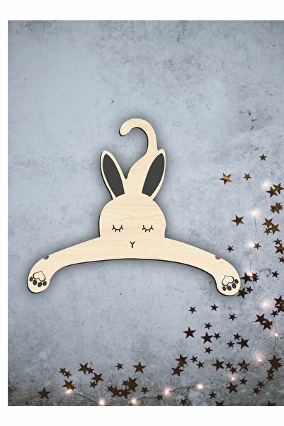 Sipylum 20li Bebek Elbise Askısı Ahşap Kıyafet Askısı Tavşan