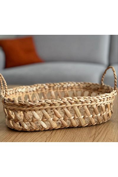 AFRALYAHOME 30 cm Wide Wooden Wicker Tray