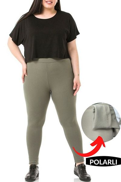 Fit & Fit Tayt Καλσόν με φαρδιά ζώνη με ψηλή μέση που μαζεύει φλις εσωτερικά χειμερινά ραβδωτά καλσόν
