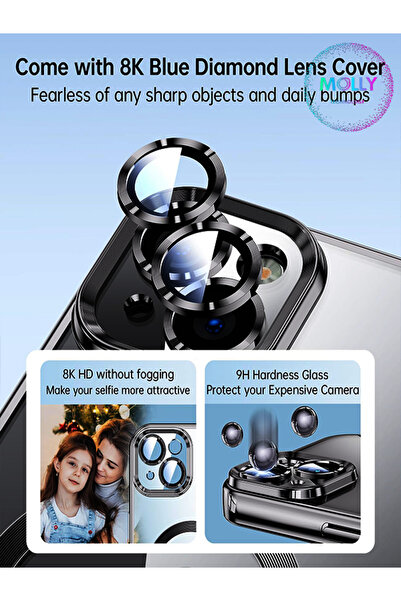 Molly iPhone 14 İçin Mavi Lens Koruyuculu CD Silikon Kılıf